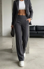 Imported Lycra Comfort Fit Trousers - Charcol