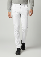 Premium Cotton Lycra Stretch Pant - White