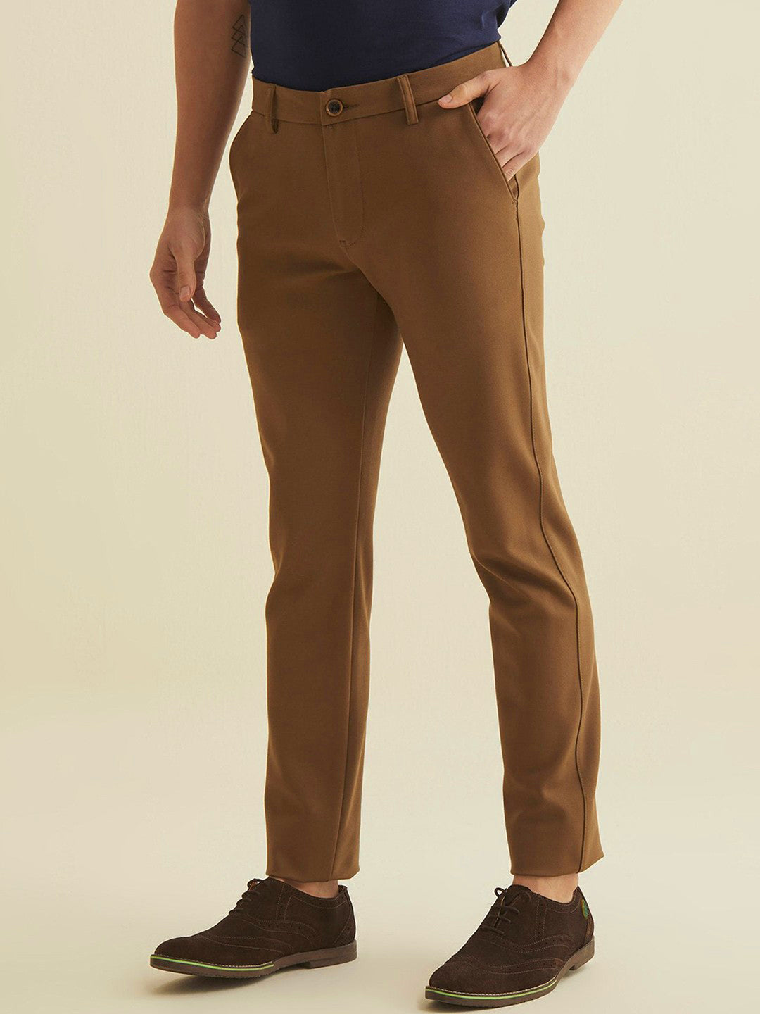 Men's Imported Textured Velen Cool Camel Pant - wearup.store