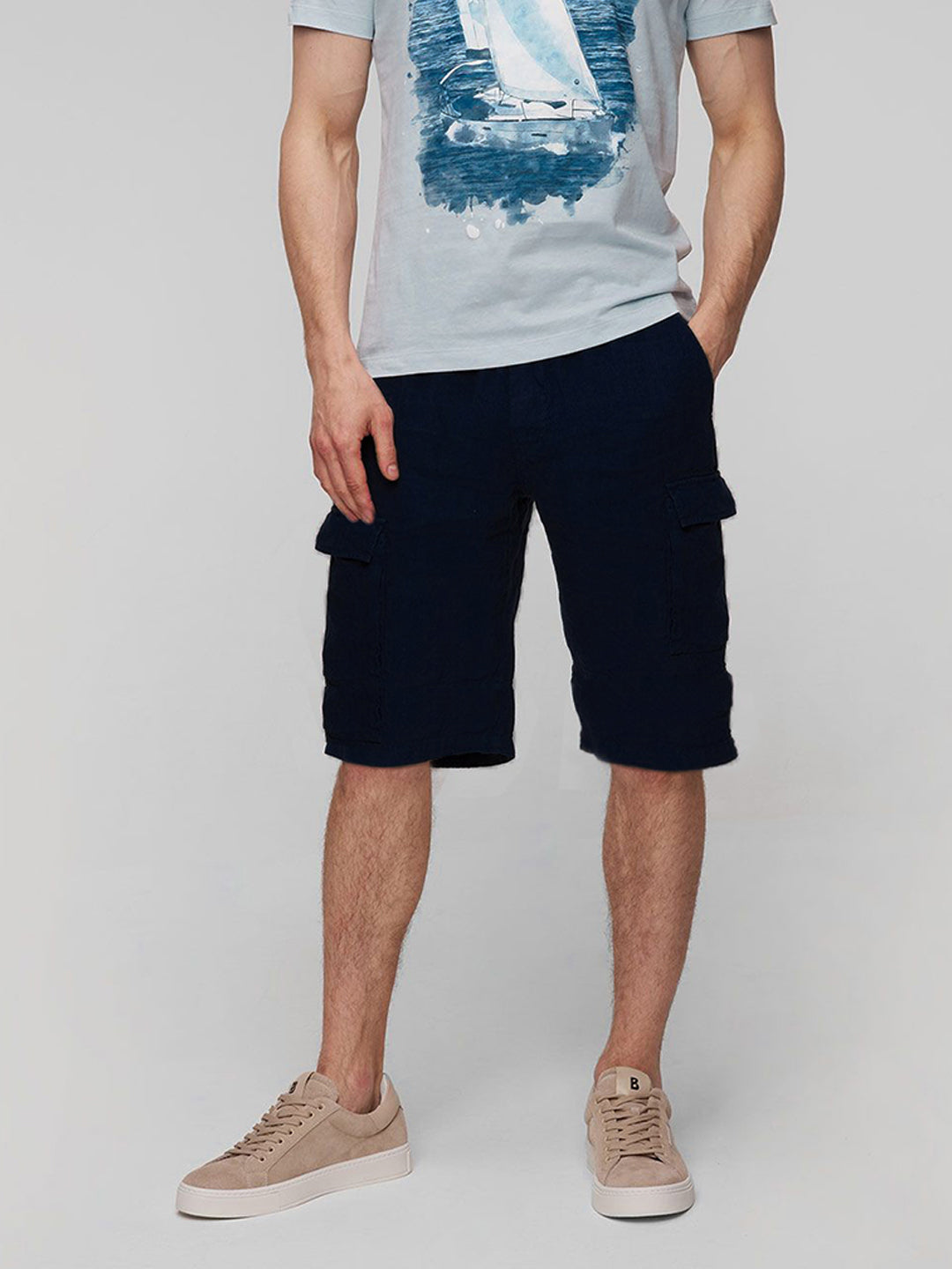 Cotton Cargo Shorts - Navy - 02