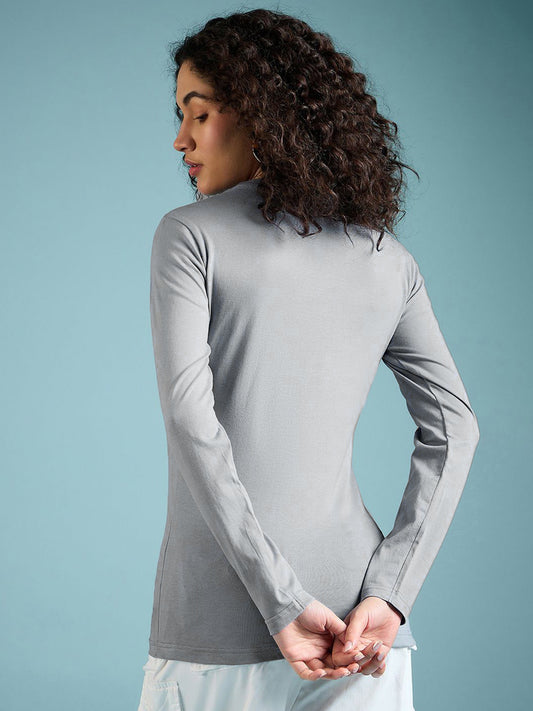 Basic Activewear Full Sleeve Shirt - Grey