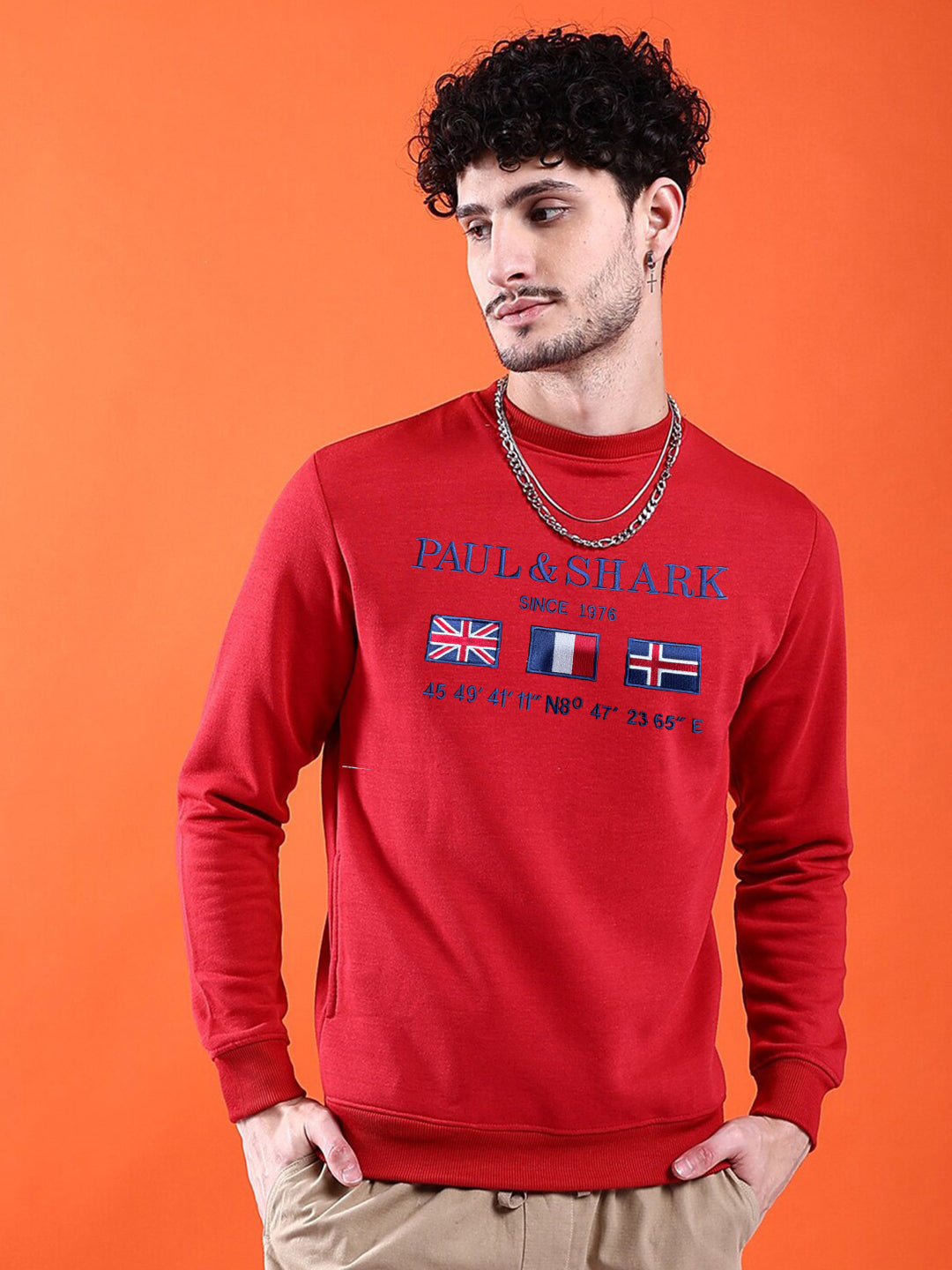 Embroidered Sweat Shirt - Red