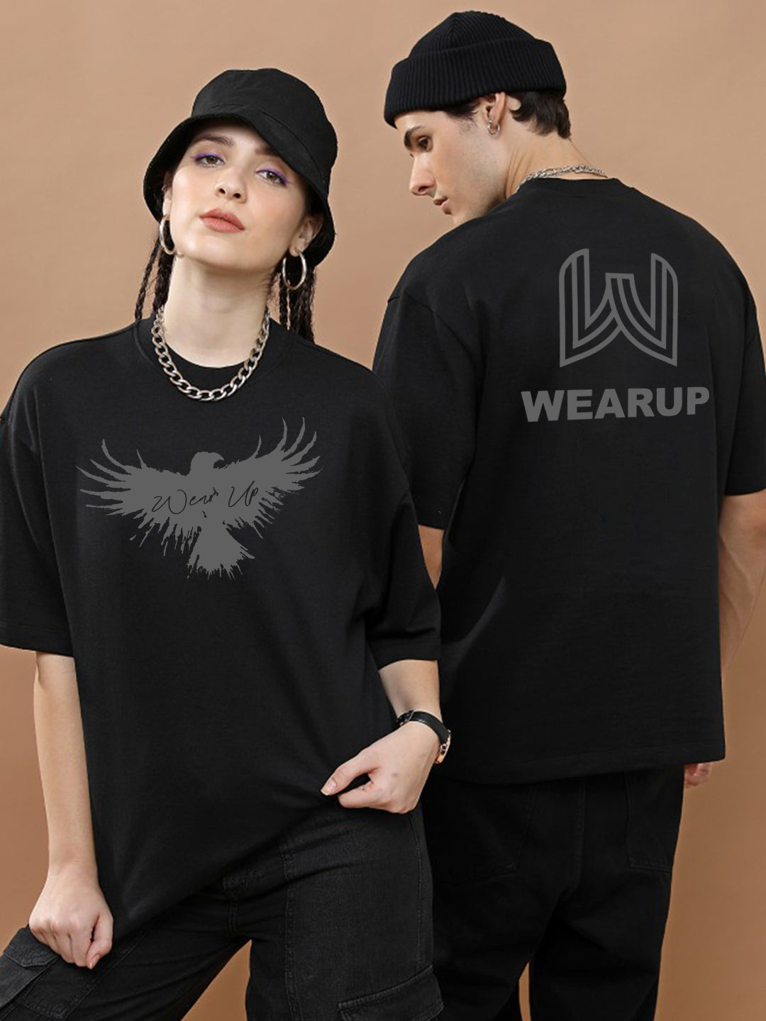 WearUp Oversized Tees - Eagle Black