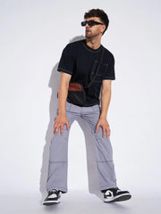 Men's Grey Contrast Stitch Cargo Trackpant - wearup.store