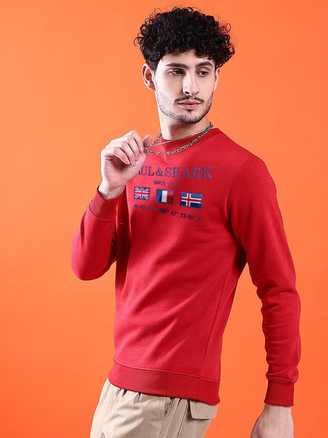 Embroidered Sweat Shirt - Red - wearup.store