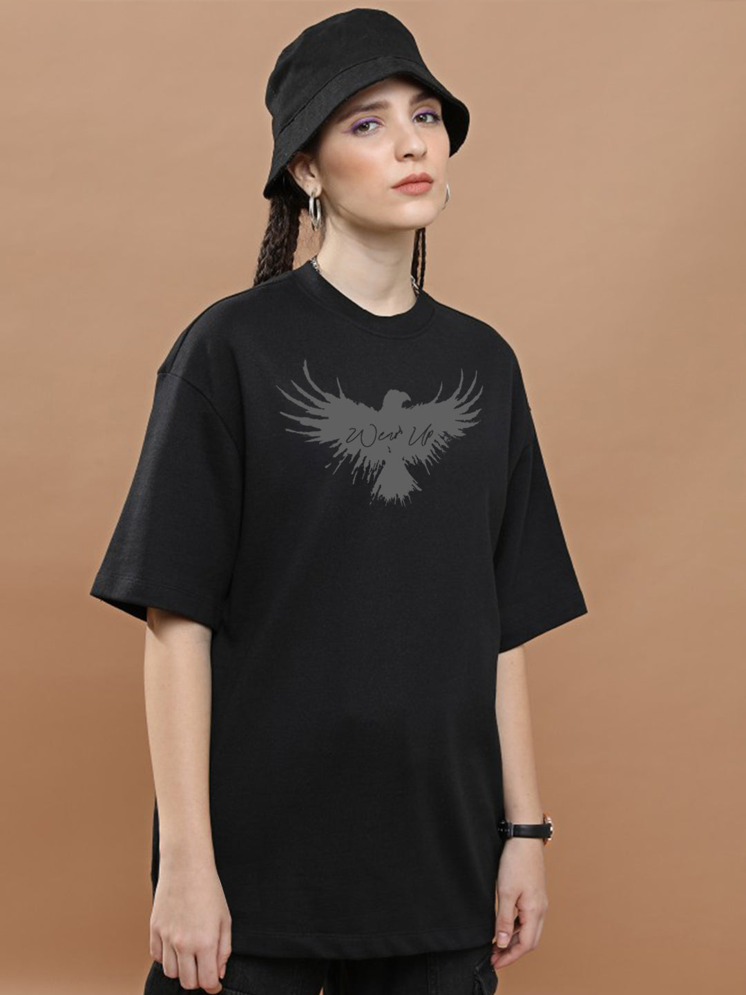 WearUp Oversized Tees - Eagle Black