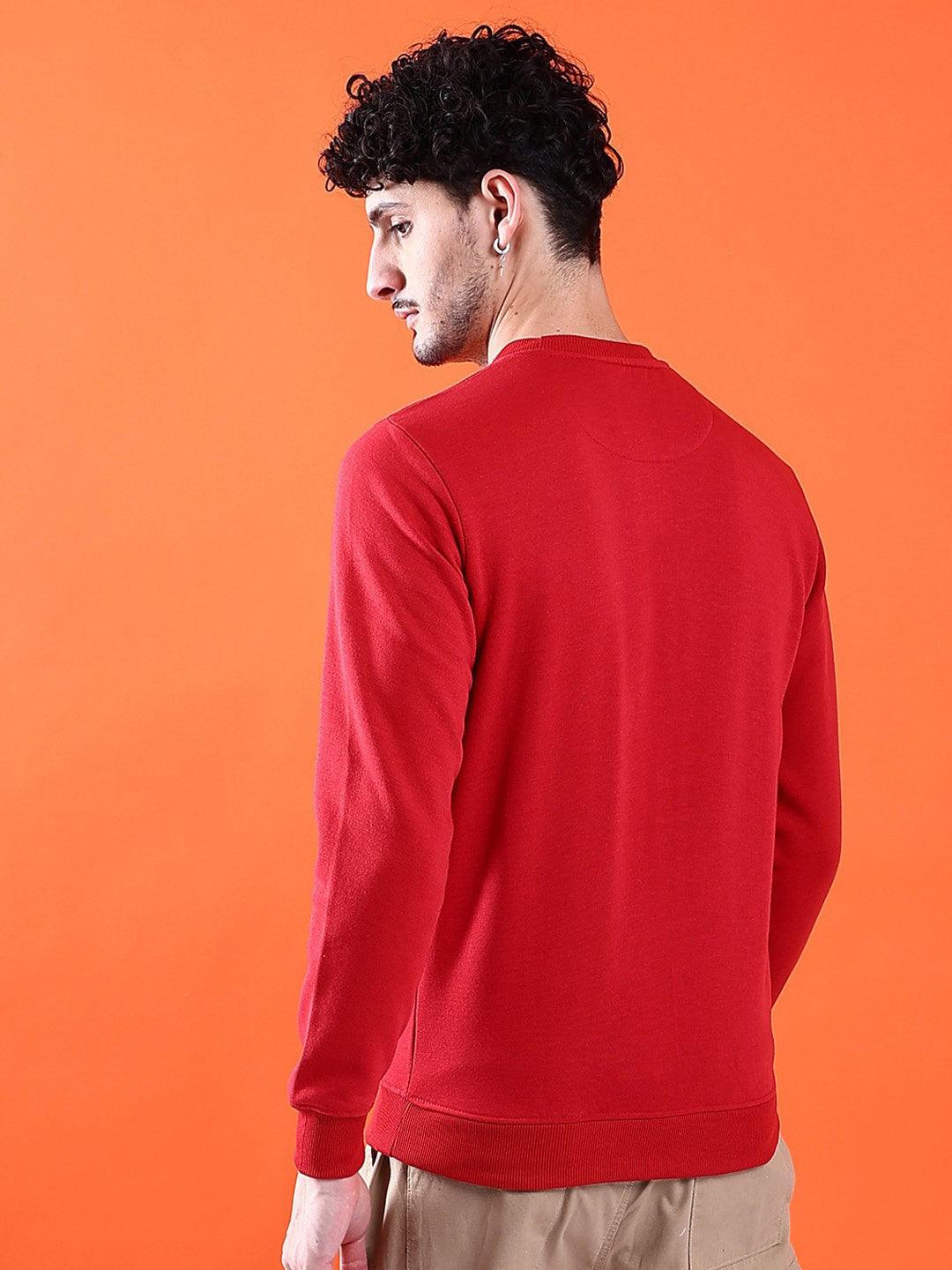 Embroidered Sweat Shirt - Red - wearup.store
