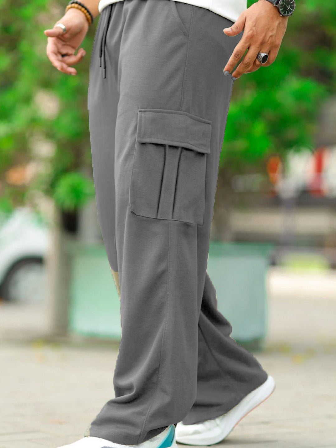 Imported Oversized Cargo Trouser - Charcoal