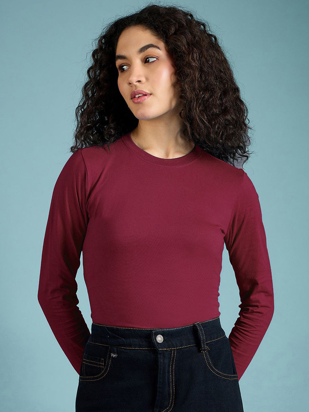 Basic Activewear Full Sleeve Shirt - Maroon