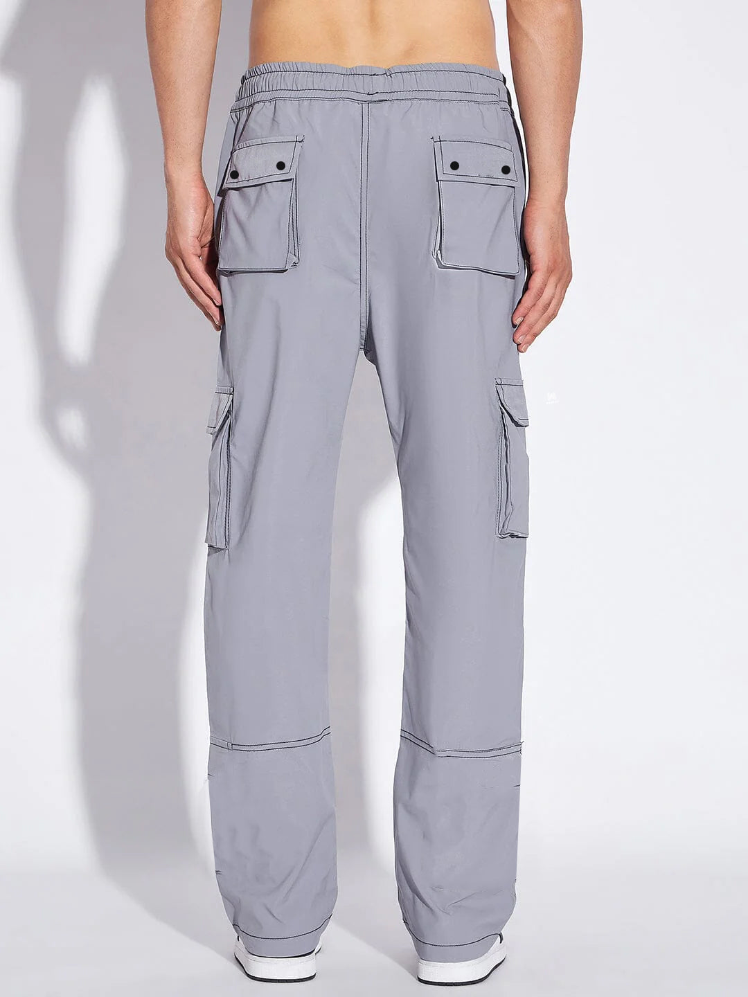 Men's Grey Contrast Stitch Cargo Trackpant