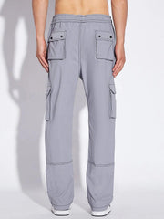 Men's Grey Contrast Stitch Cargo Trackpant - wearup.store