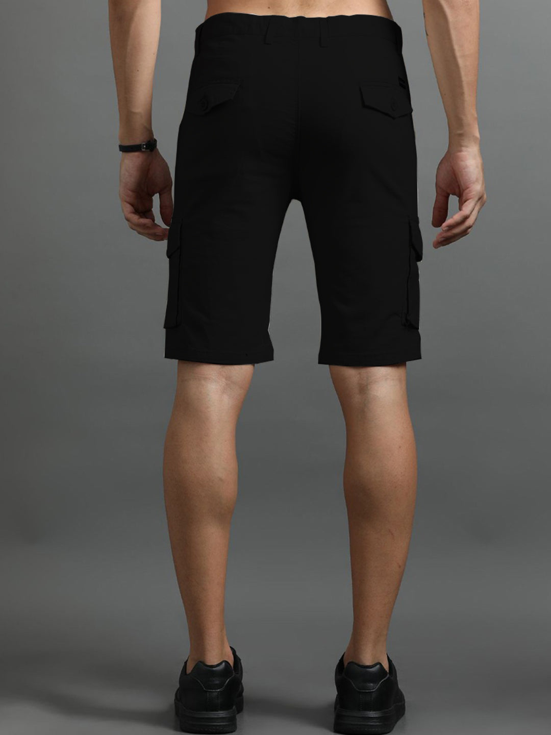 Cotton Cargo Shorts - Black - 01