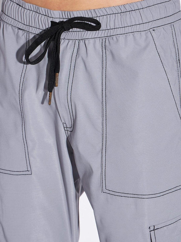 Men's Grey Contrast Stitch Cargo Trackpant - wearup.store