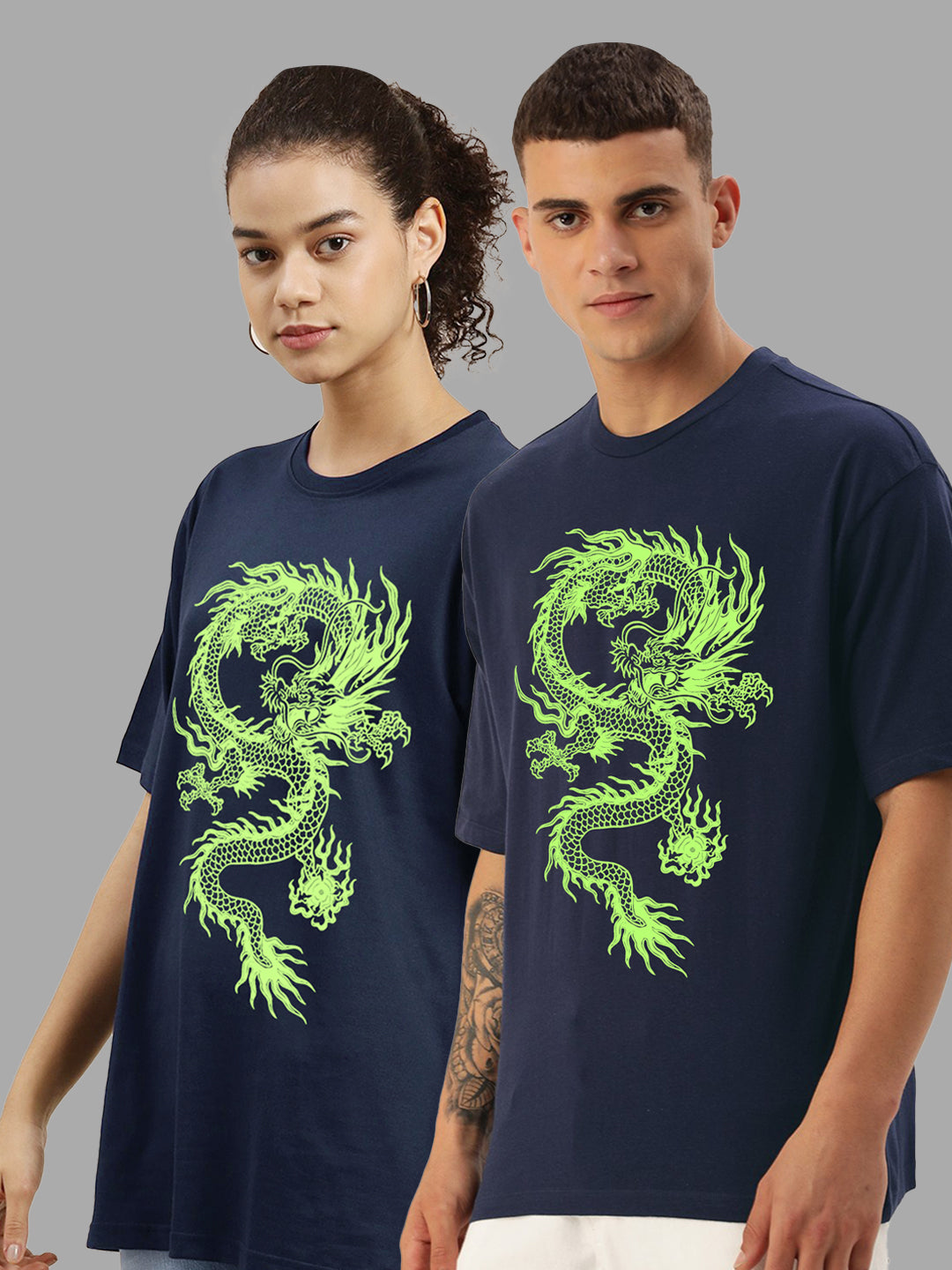 Dragon Oversized Tees - Navy