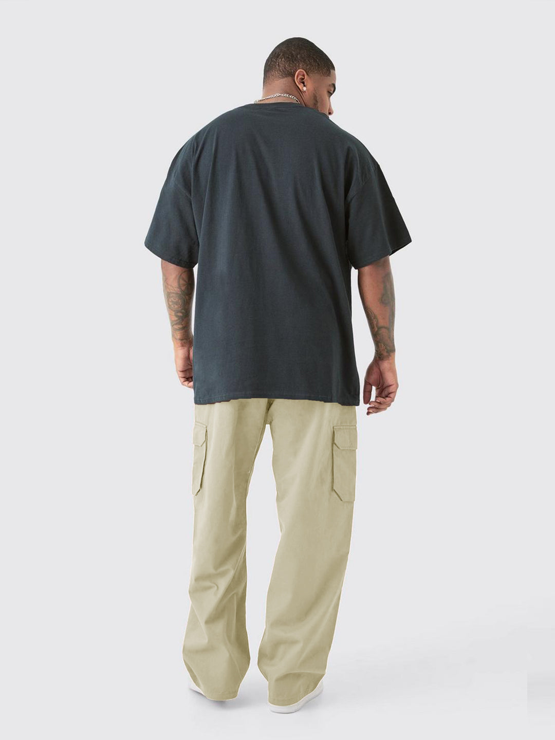 Men's Oversized Cargo Trousers - Skin