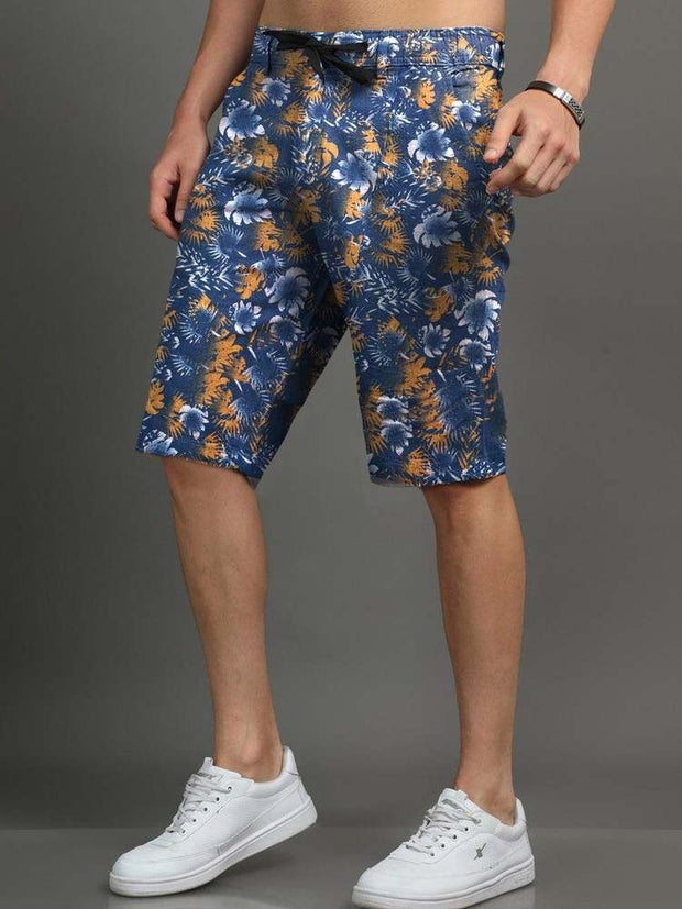 Men Floral Pattern Cotton Shorts - wearup.store