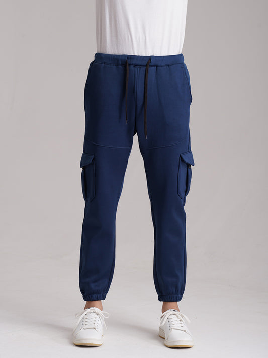 Six Pocket Fleece Cargo Trouser - Navy