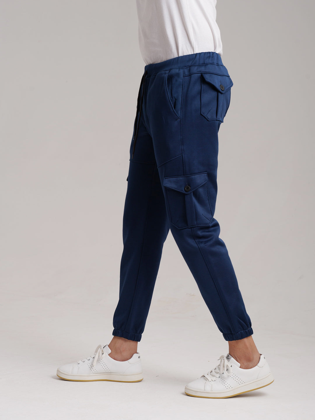 Six Pocket Fleece Cargo Trouser - Navy