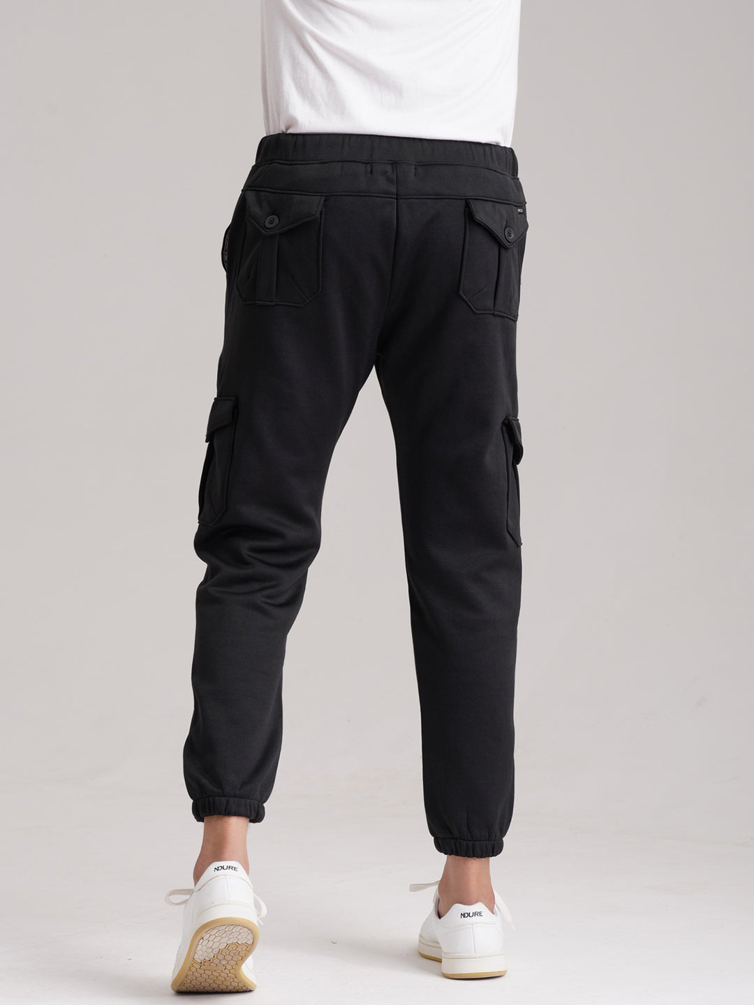 Six Pocket Fleece Cargo Trouser - Black