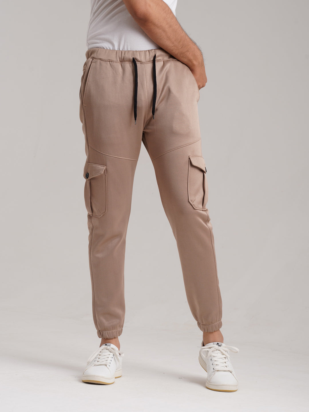 Six Pocket Fleece Cargo Trouser - Beige