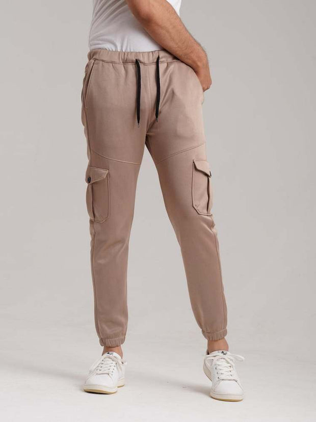 Six Pocket Fleece Cargo Trouser - Beige - wearup.store