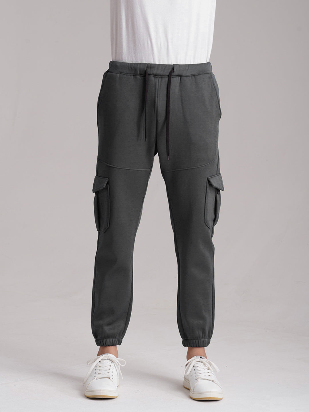 Six Pocket Fleece Cargo Trouser - Steel Grey