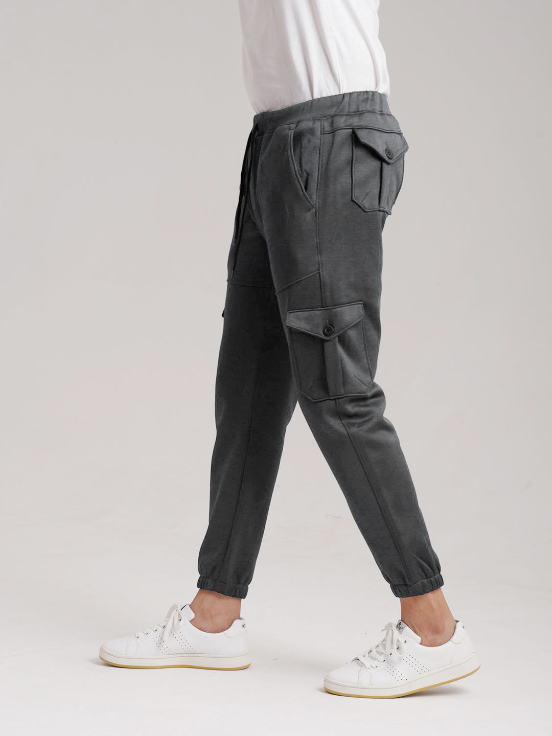 Six Pocket Fleece Cargo Trouser - Steel Grey