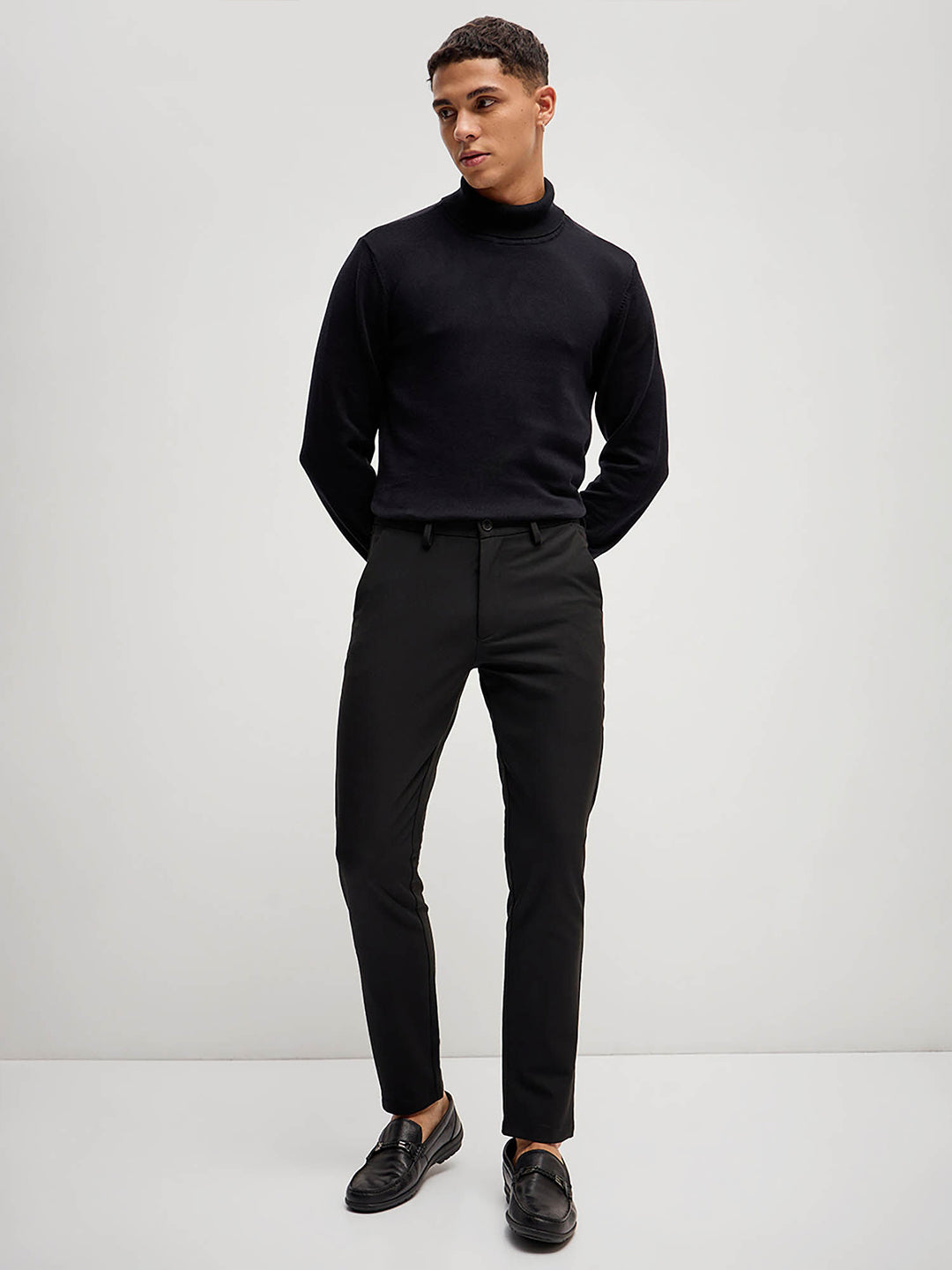 Men's Imported Textured Velen Cool Black Pant - wearup.store