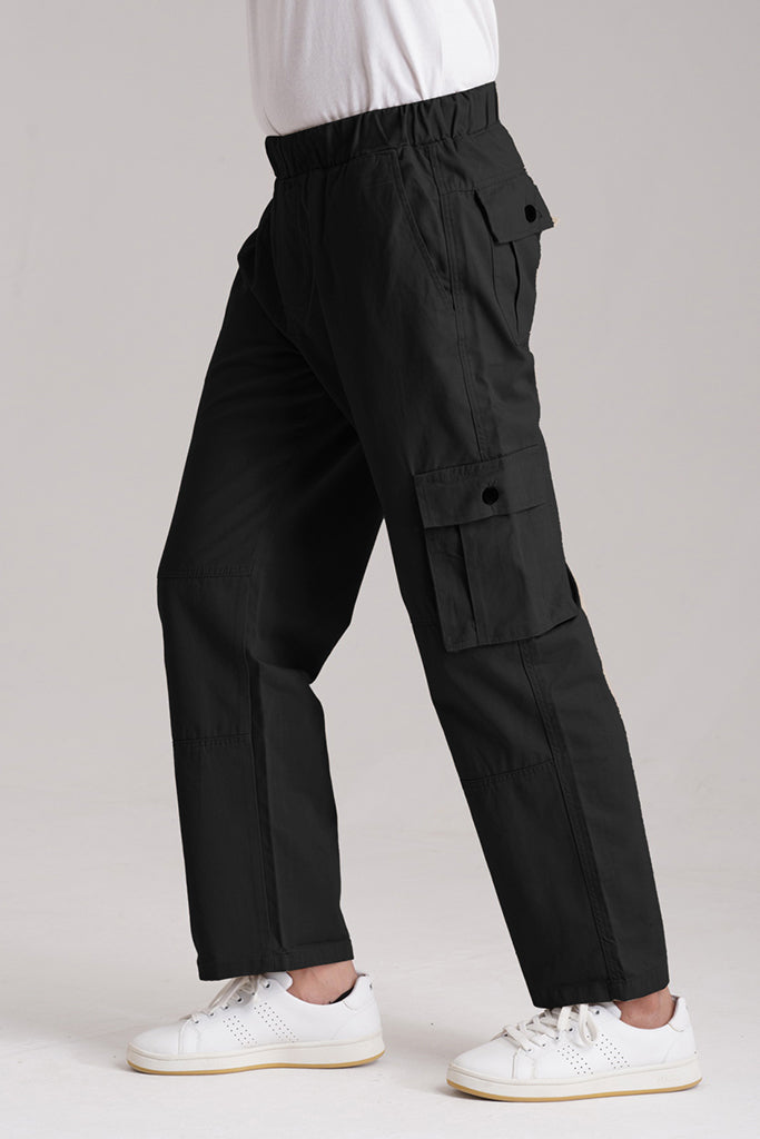 Men's Oversized Cargo Trousers - Black