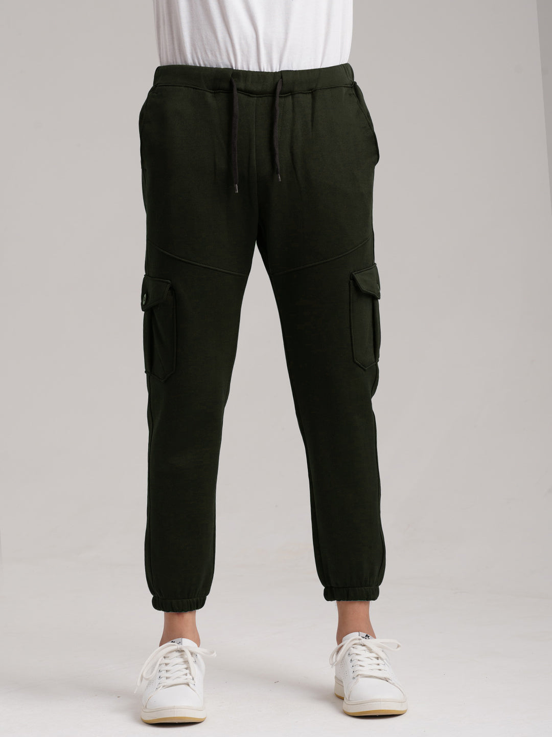 Six Pocket Fleece Cargo Trouser - Olive Green