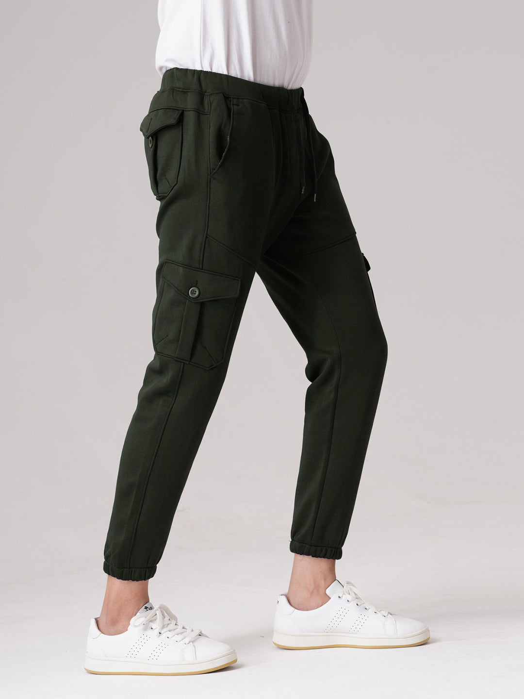 Six Pocket Fleece Cargo Trouser - Olive Green