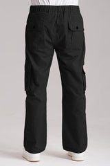 Men's Oversized Cargo Trousers - Black - wearup.store
