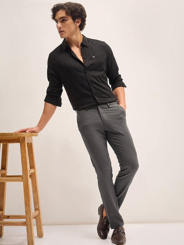 Men's Imported Textured Velen Cool Dark Grey Pant - wearup.store