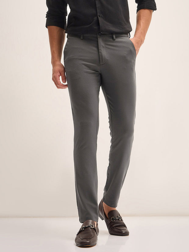 Men's Imported Textured Velen Cool Dark Grey Pant - wearup.store