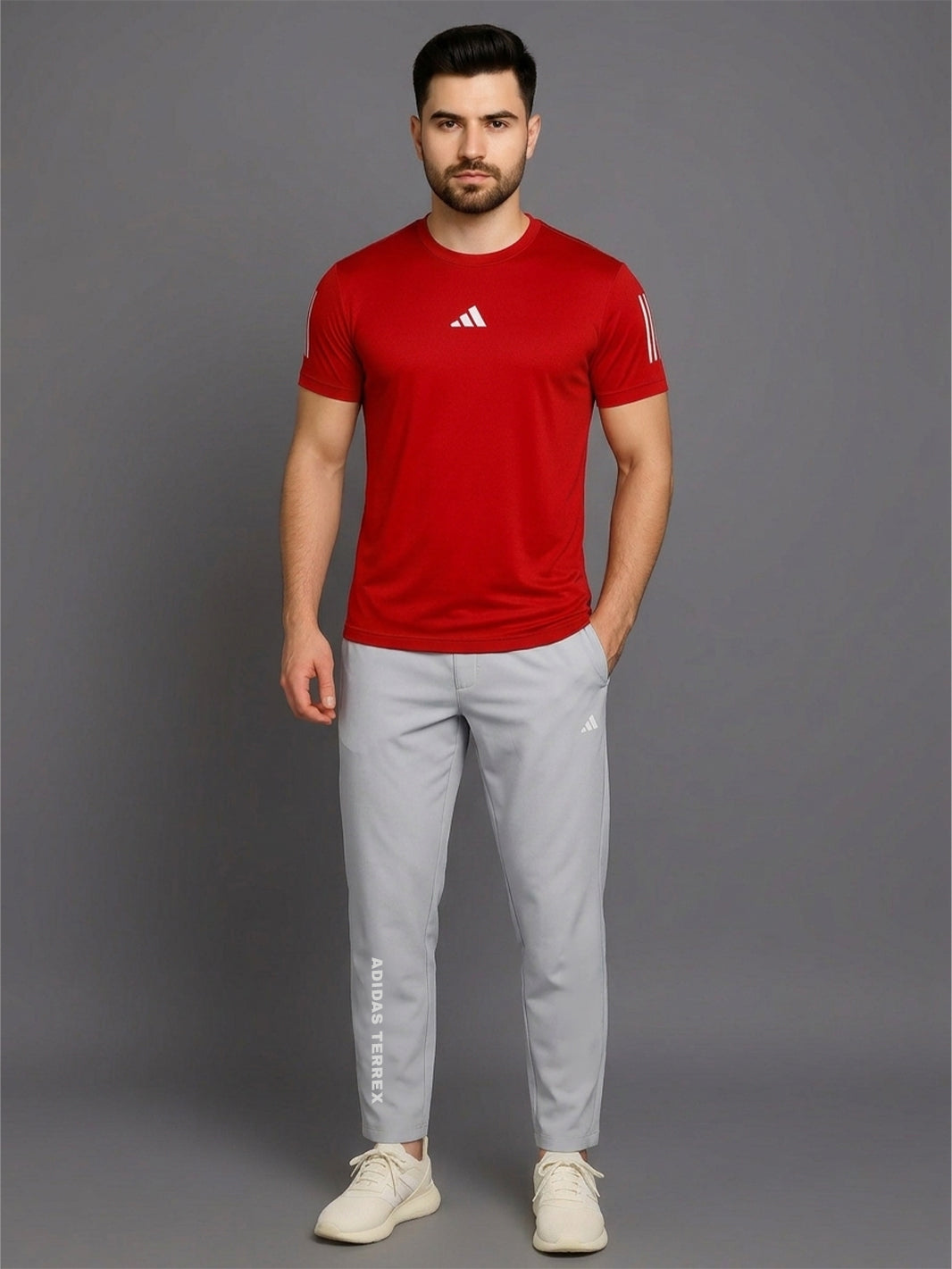 Dri Fit Combo set - Red / Light Grey