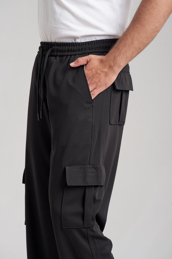 Imported Oversized Cargo Trouser - Black