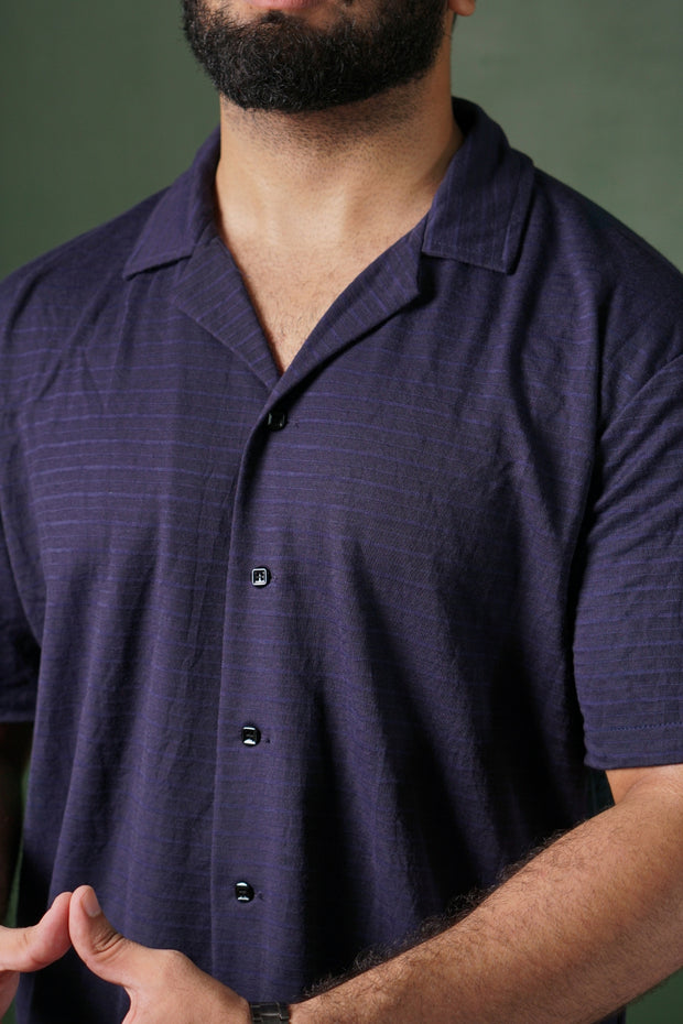 Comfy Coat Collar Shirt - Navy