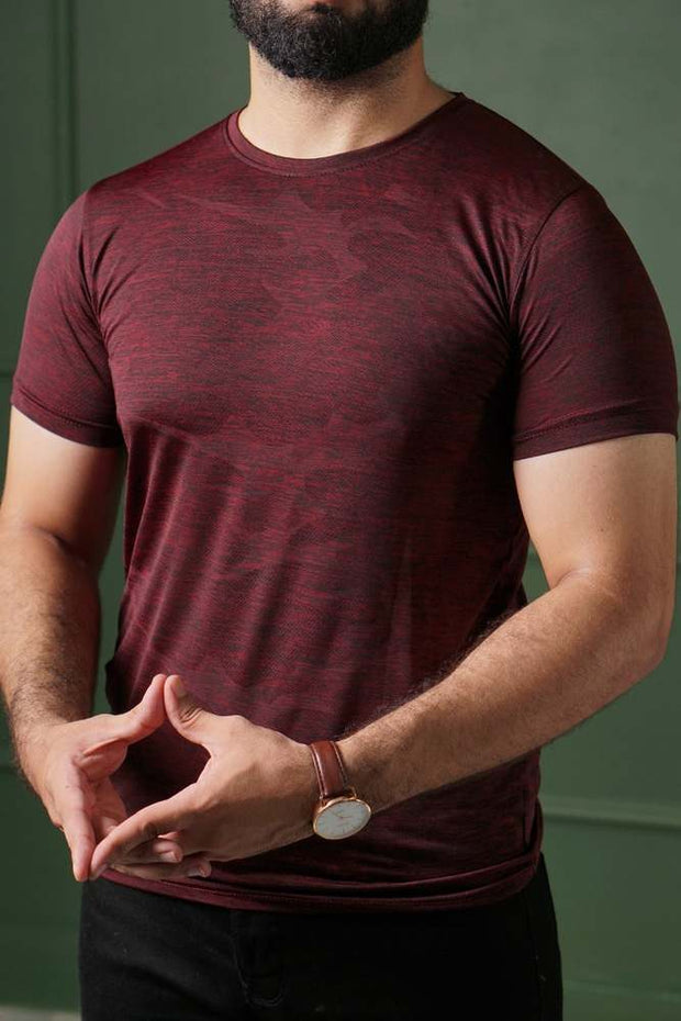 Textured T-Shirt - Maroon
