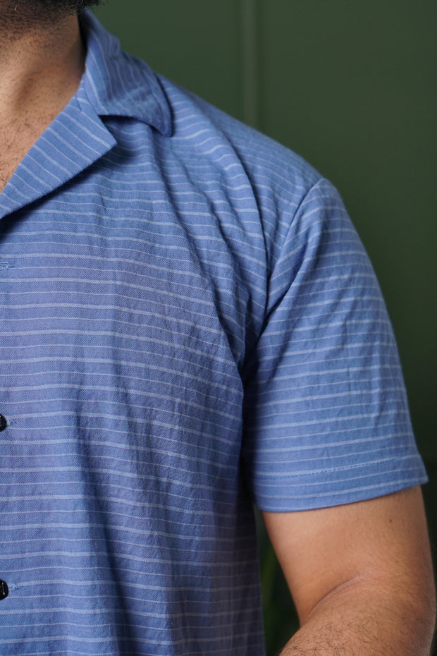 Comfy Coat Collar Shirt - Sky Blue