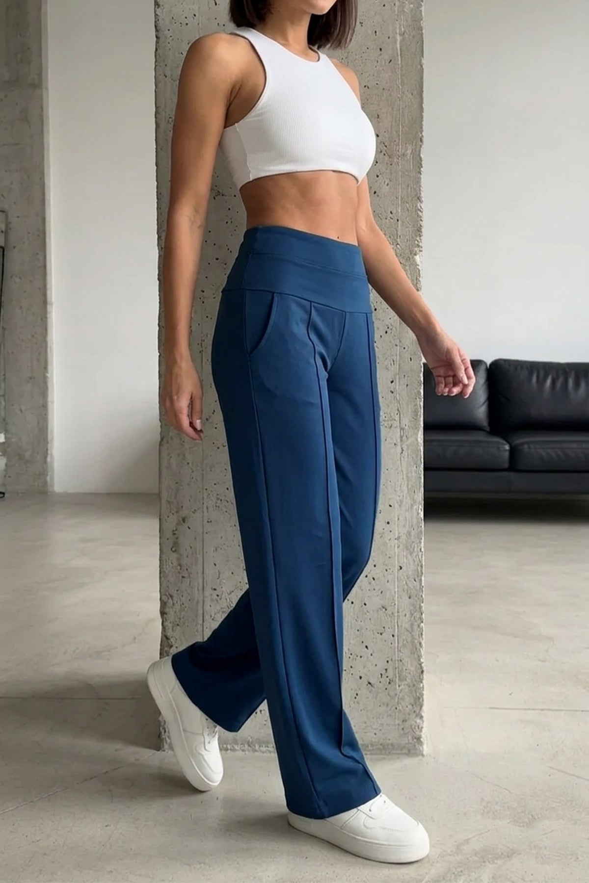 Imported Lycra Comfort Fit Trousers - Blue