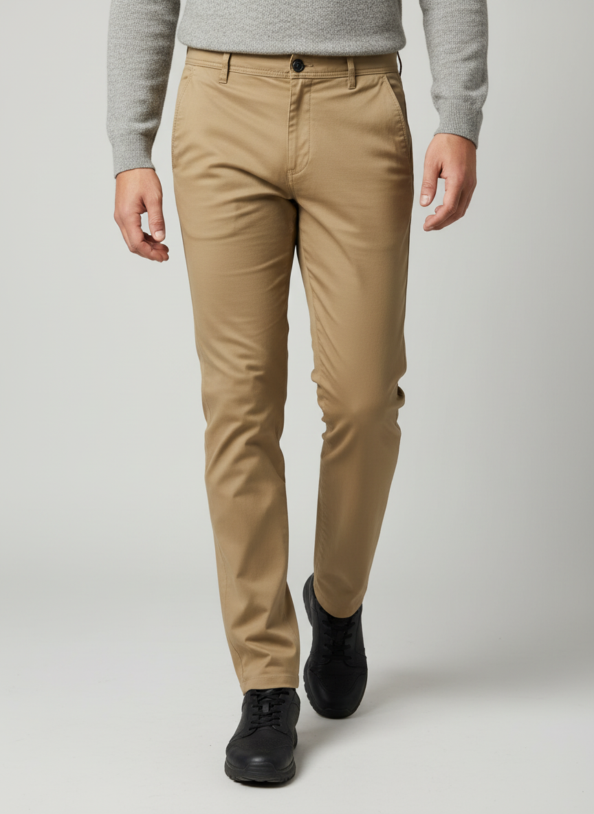 Premium Cotton Lycra Stretch Pant - Beige