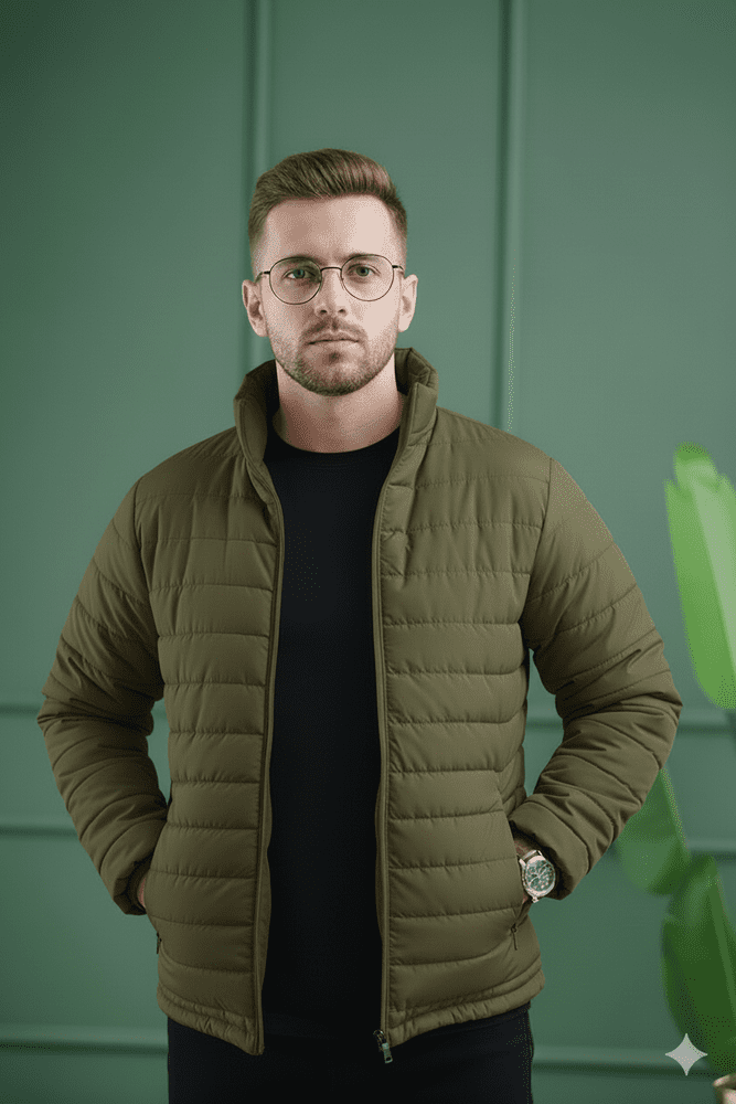 Full Sleeve Imported Puffer - Olive