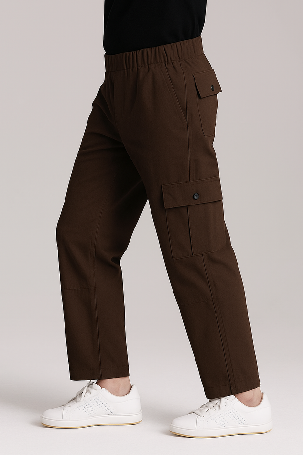 Men's Oversized Cargo Trousers - Brown